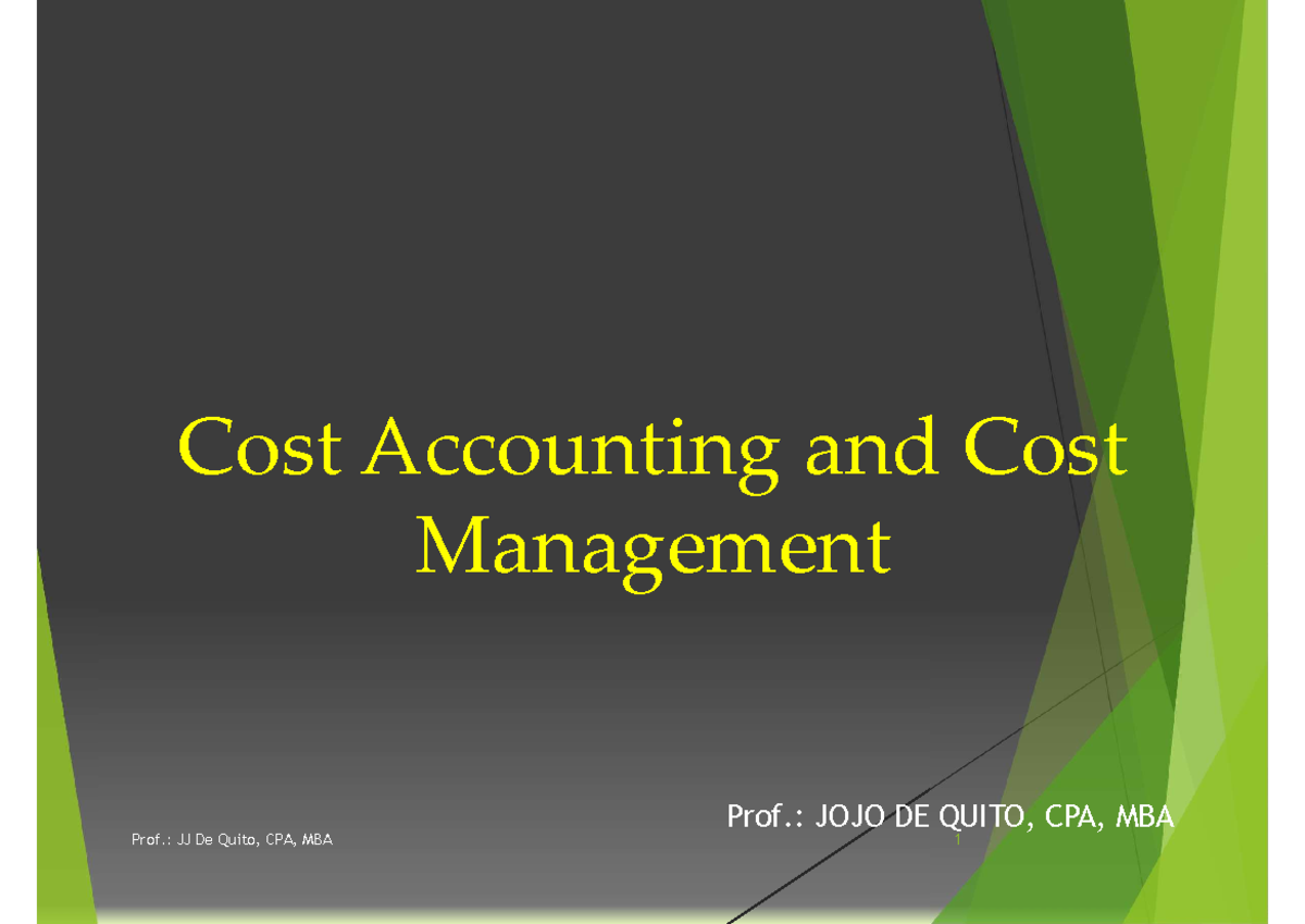 Cost accounting fundamentals and cost-volume-profit analysis (ACC 101 ...