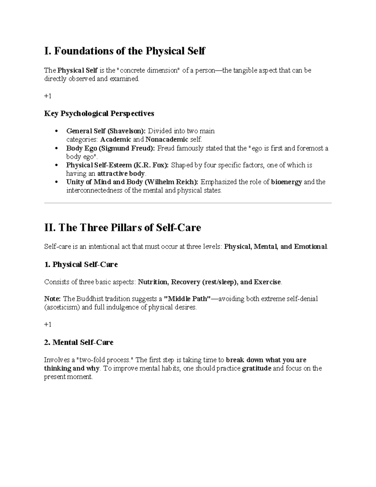 Uts-reviewer: Foundations of the Physical Self Notes - Studocu