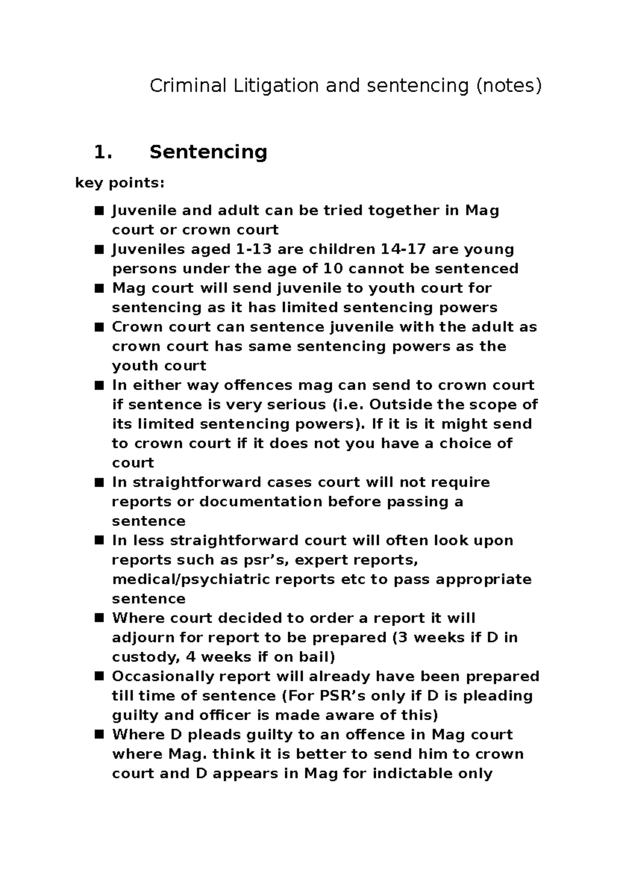 Criminal Litigation & Sentencing (Sen. Notes) - Key Points & Procedures ...