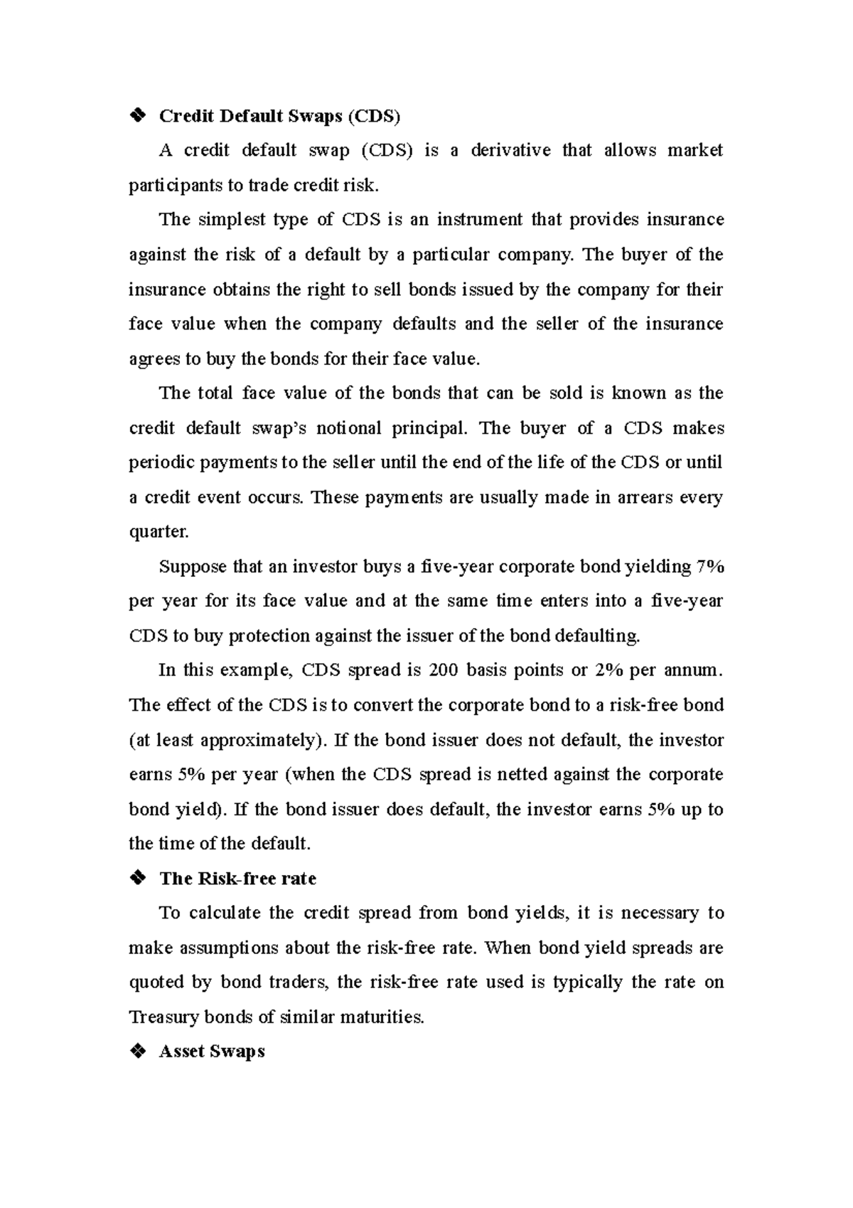 Understanding Credit Spread and CDS: Key Concepts Explained - Studocu
