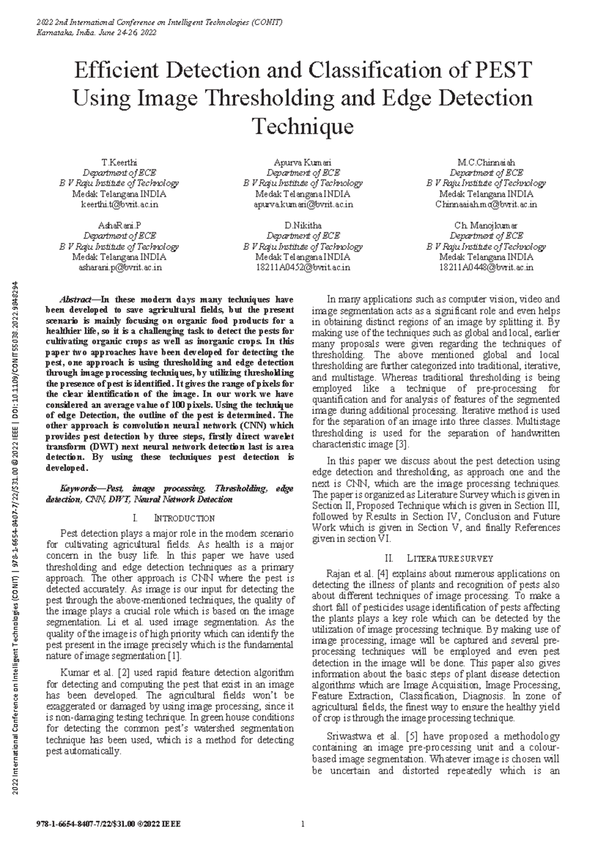 Efficient Pest Detection Using Image Processing Techniques - CONIT 2022 ...