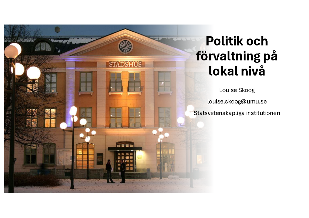 Politik och Förvaltning på Lokal och Regional Nivå - Statsvetenskap 101 ...