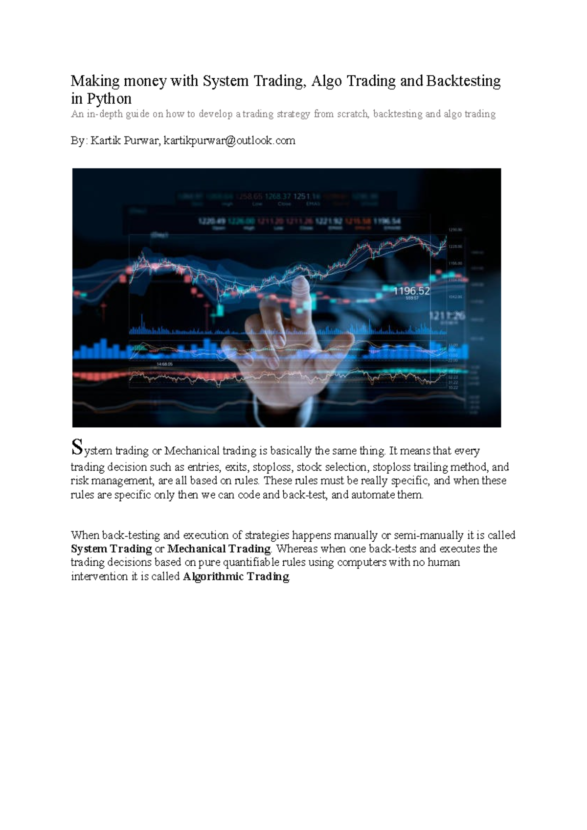 Mastering System Trading & Algo Trading with Backtesting in Python ...
