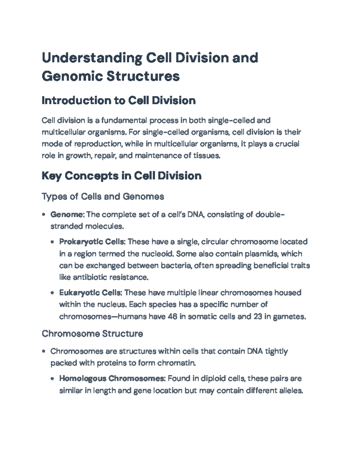 Understanding Cell Division and Genomic Structures in Biology 101 ...