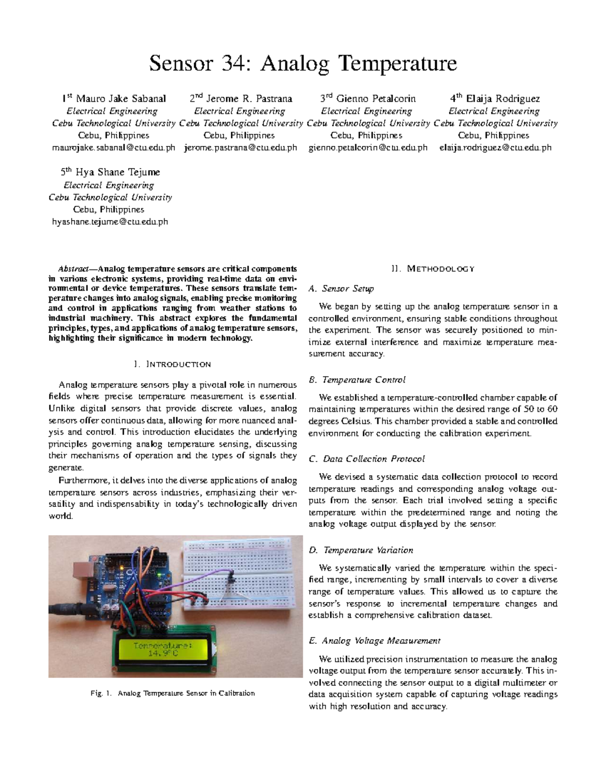 Sensor 34: Analog Temperature Calibration Experiment Report - Studocu