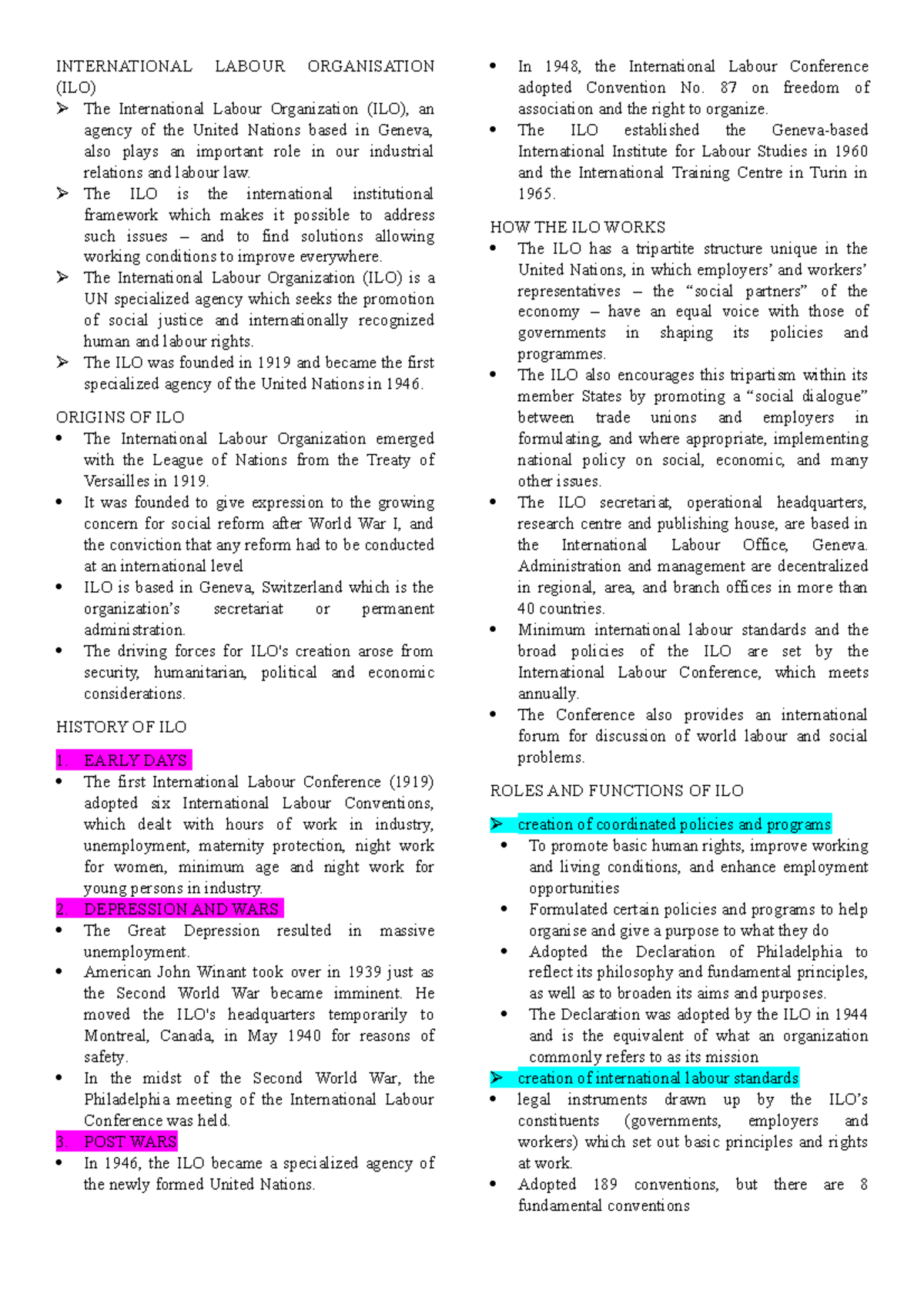 ILO Chapter 2 - Lecture Notes on International Labour Organization ...