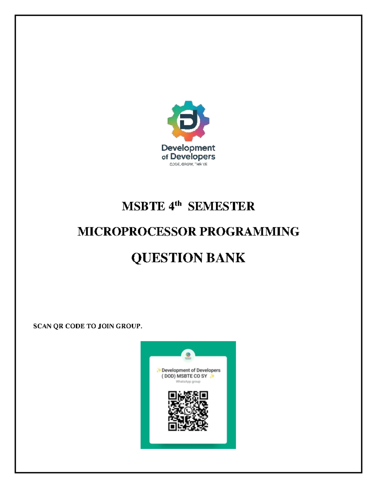 MSBTE 4th SEMESTER MICROPROCESSOR PROGRAMMING QUESTION BANK - Studocu