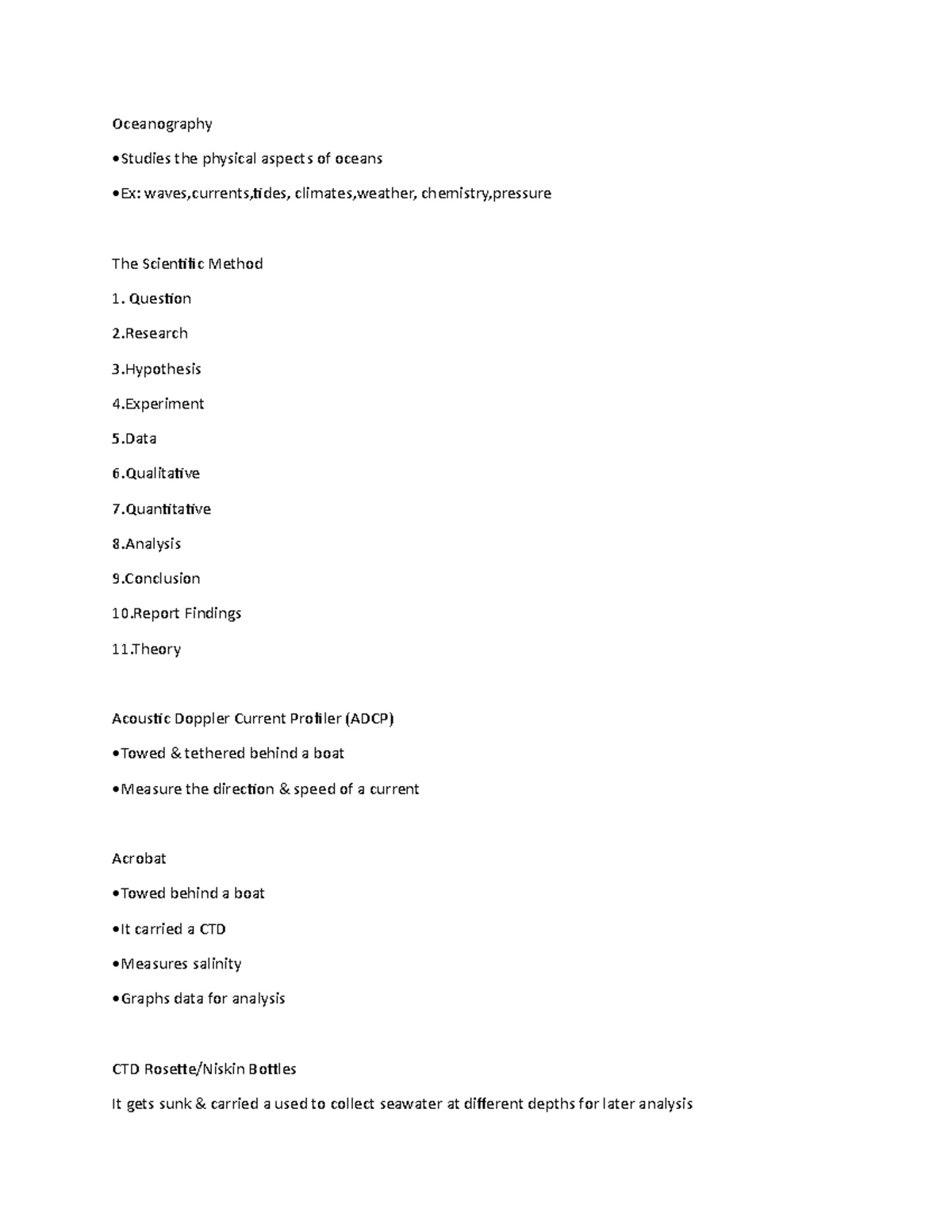 Marine Science (Course Code) Final Exam Study Guide: Key Oceanography ...