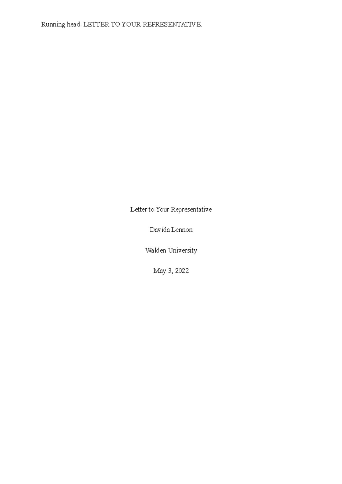 Letter to Your Representative: Advocacy for Food Safety Policies - Studocu