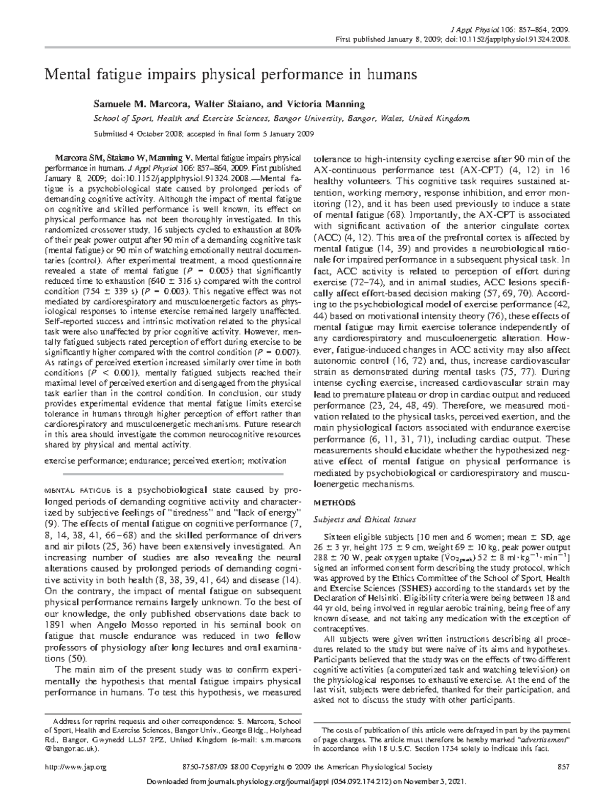 Mental Fatigue Impairs Physical Performa - Mental fatigue impairs ...