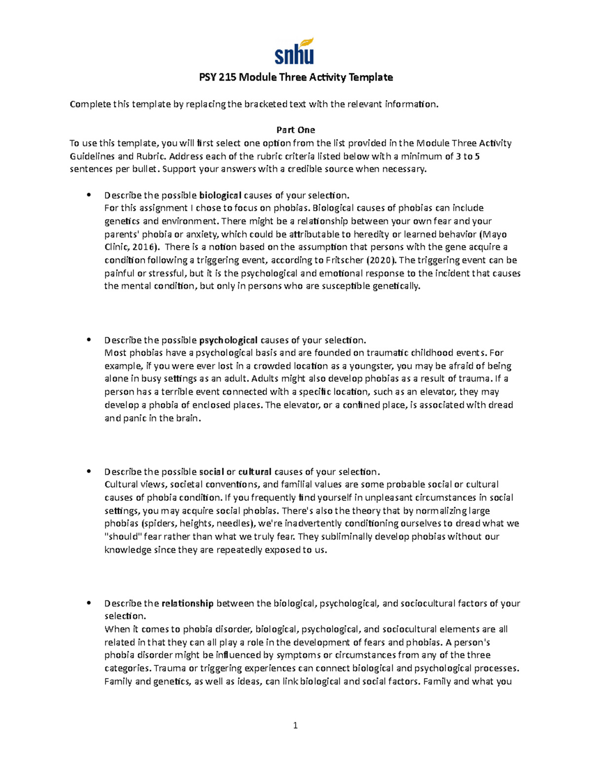 PSY 215 Module Three Activity Template - PSY 215 Module Three Activity ...