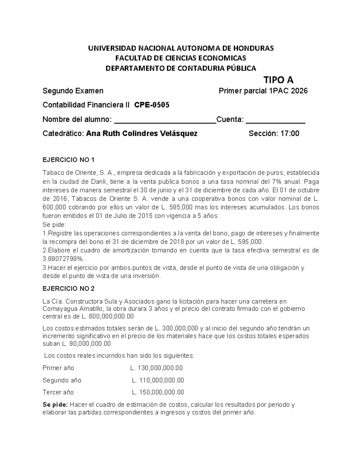 Examen Segundo Parcial 1PAC 2026: Contabilidad Financiera II - Studocu