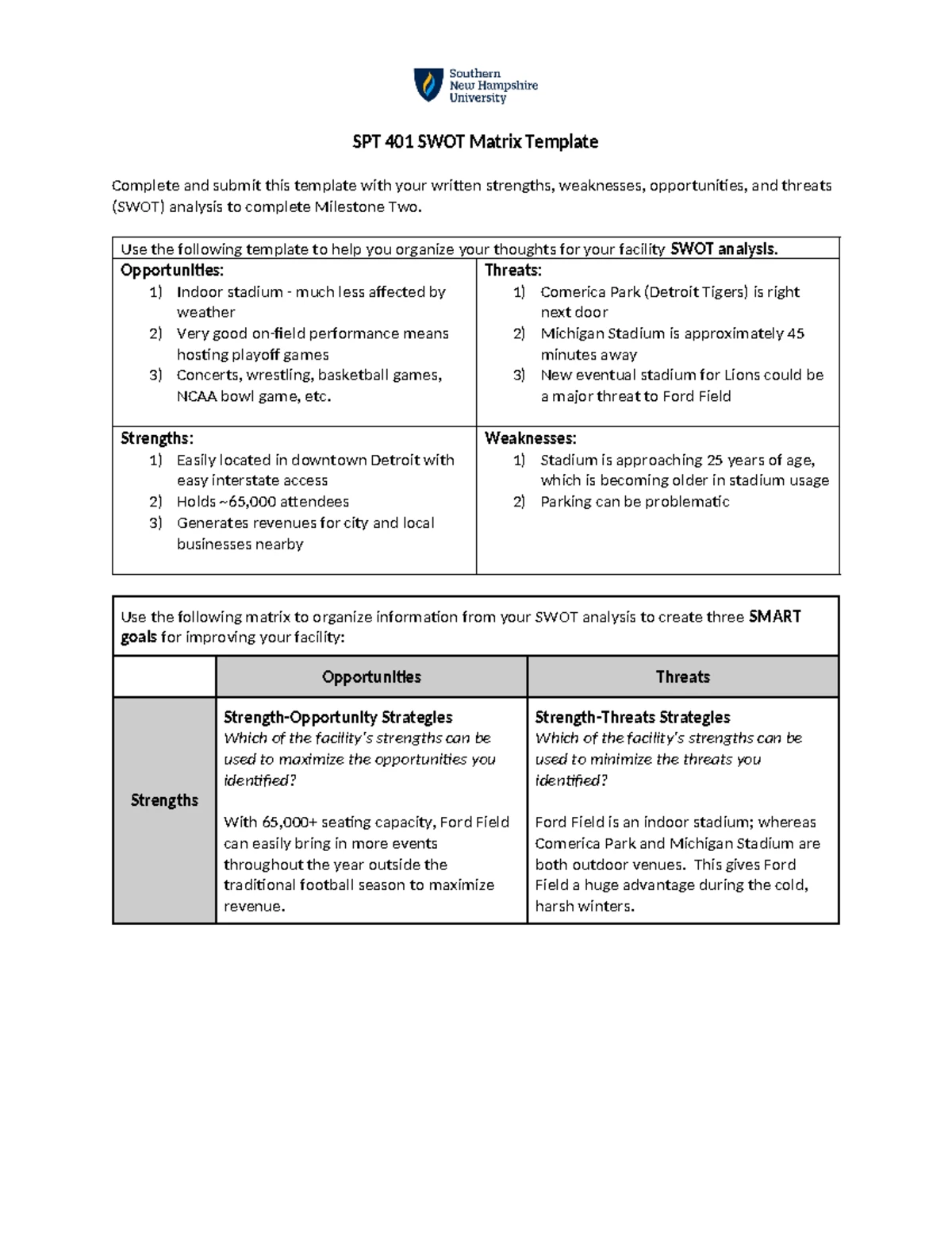 SPT401 - Milestone 2 Written SWOT - Karina Gee SPT401 – Sport ...