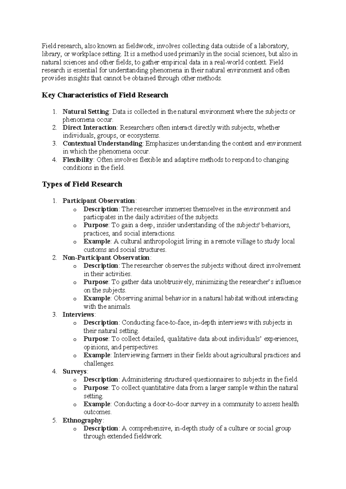 Field Research: Methods, Characteristics, and Steps Explained - Studocu