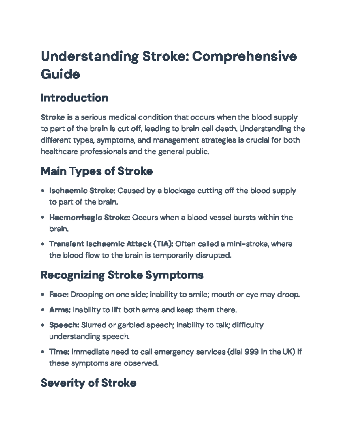 Acute Stroke Management: Guidelines and Protocols for Care ...