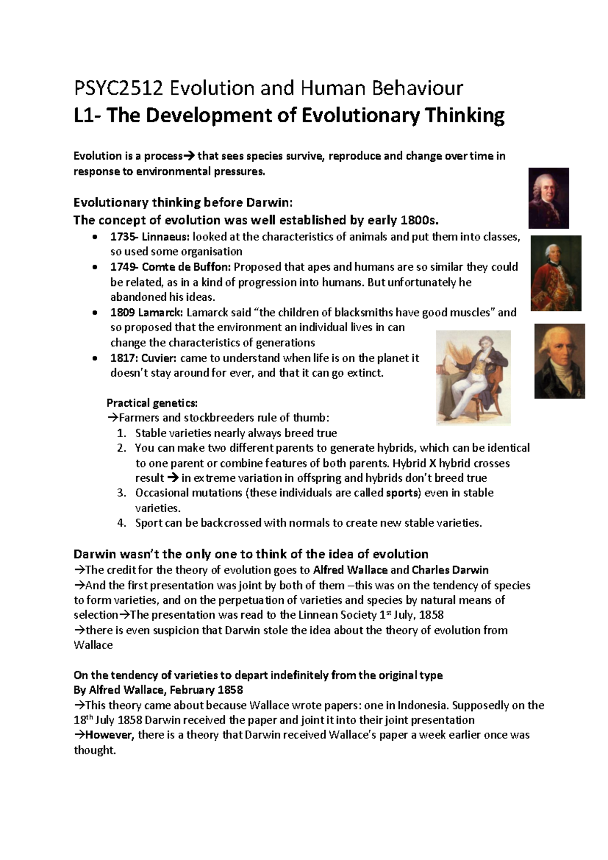 Lecture 1 Human Evolution - PSYC2512 Evolution and Human Behaviour The ...