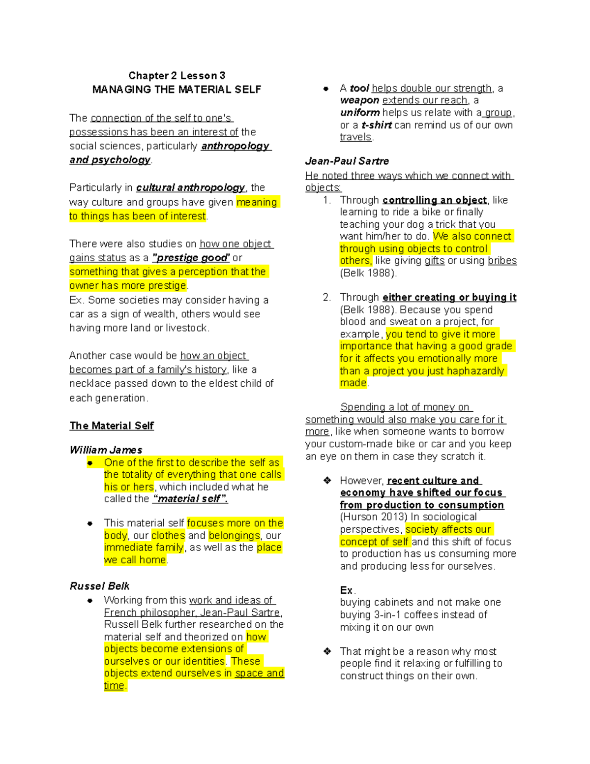 UTS Finals - UTS LESSONS - Chapter 2 Lesson 3 MANAGING THE MATERIAL ...