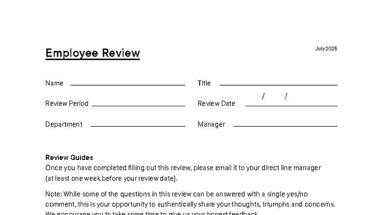 Employee Review Guide - July 2025 Evaluation Process - Studocu