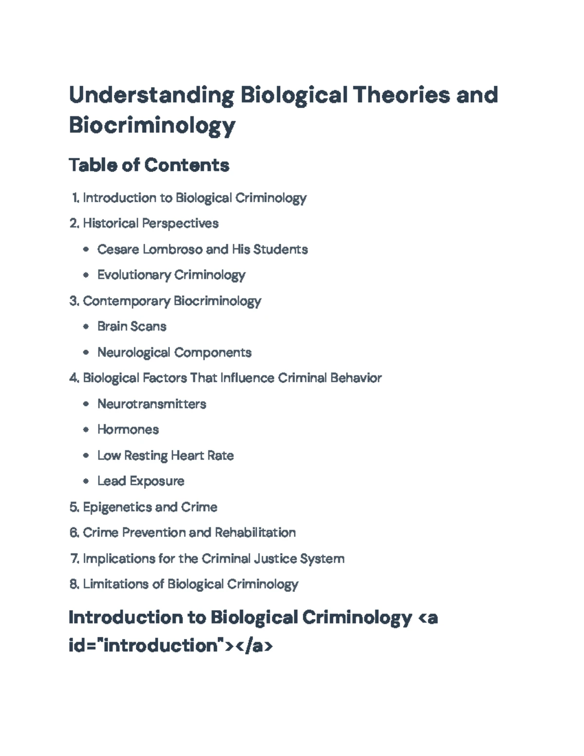 Biological Criminology (CJ 101): Theories, Evolution, and Insights ...