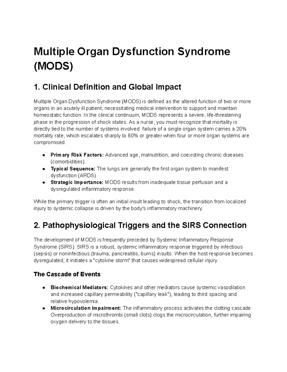 MODS Overview: Clinical Definition, Risk Factors, and Assessment Tools ...
