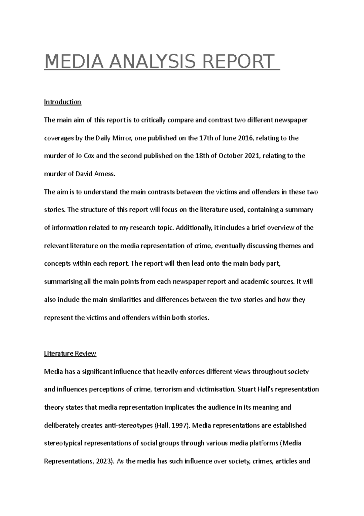 Critical Media Analysis of Crime Reporting 4205crim - Studocu