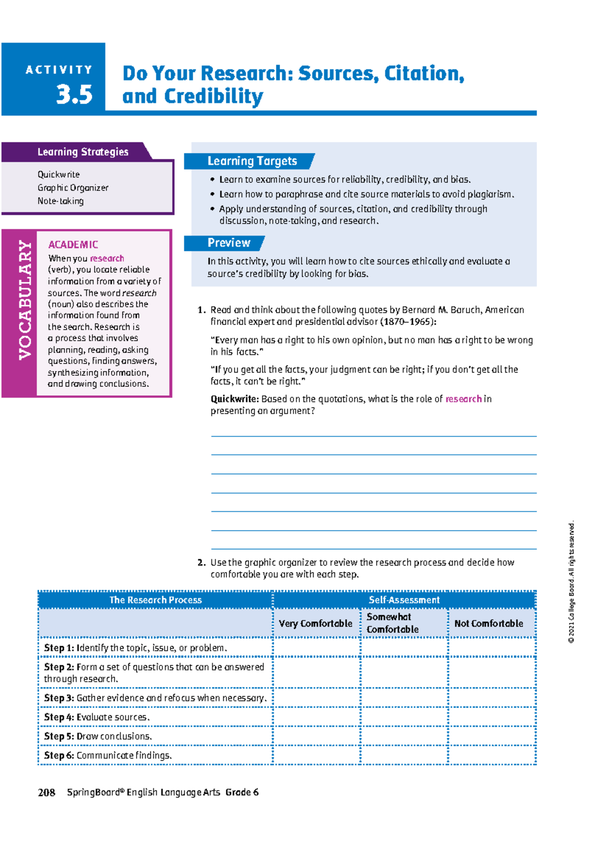 ACTIVITY 3.5: Evaluating Sources, Citation, and Credibility in Research ...