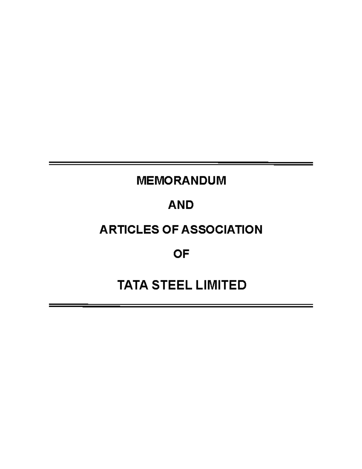 TATA Steel Limited MOA & Articles of Association - Company Overview ...