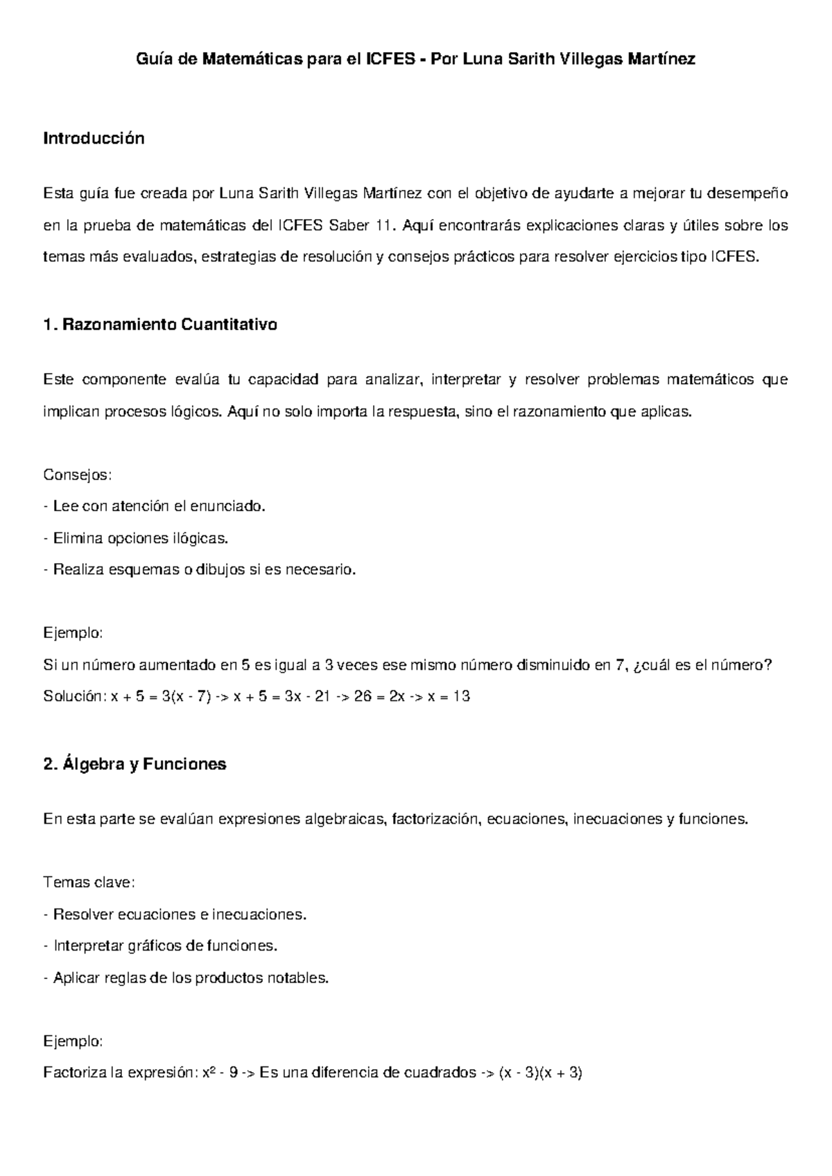 Guía de Matemáticas ICFES: Estrategias y Ejercicios Clave - Studocu