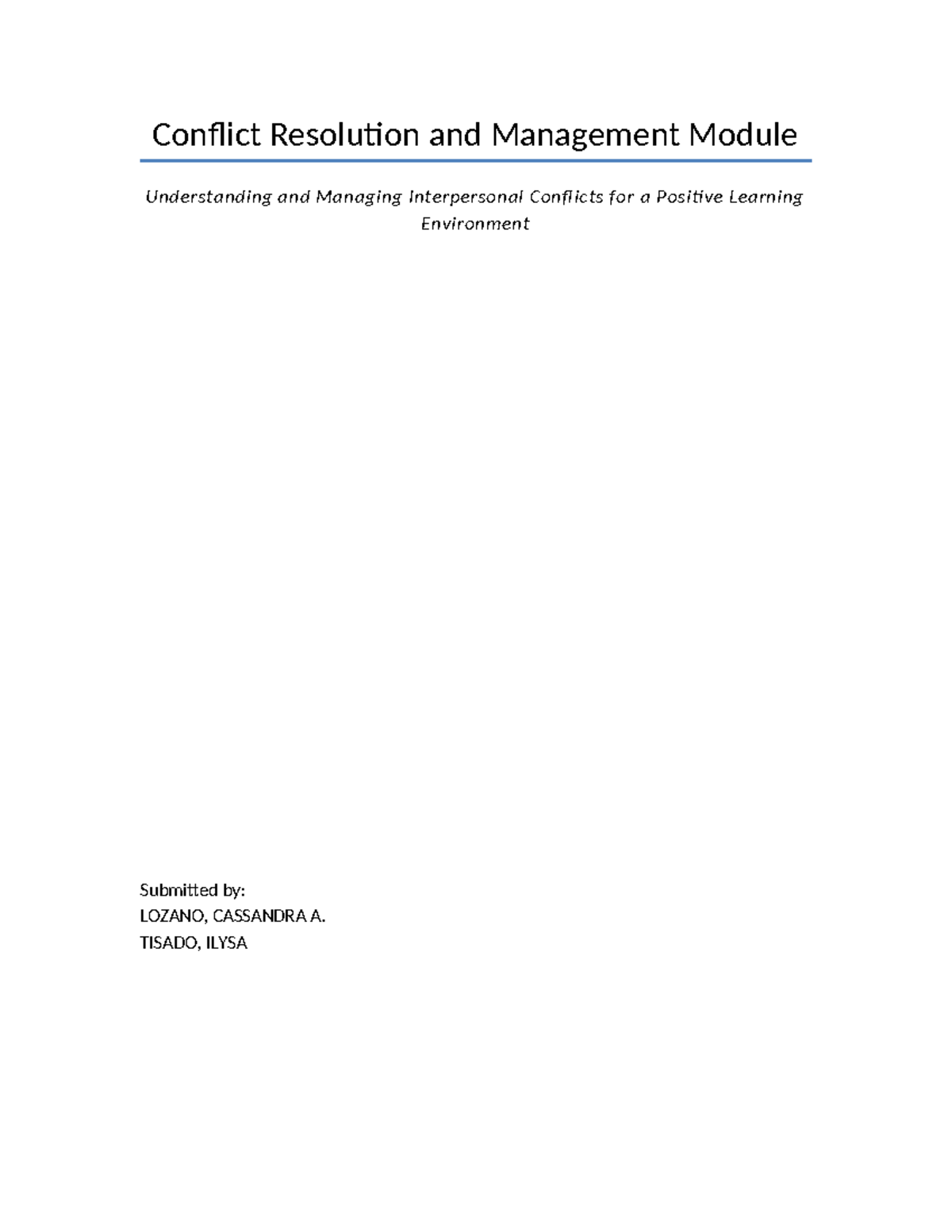Conflict Resolution and Management Module: Strategies for Positive ...