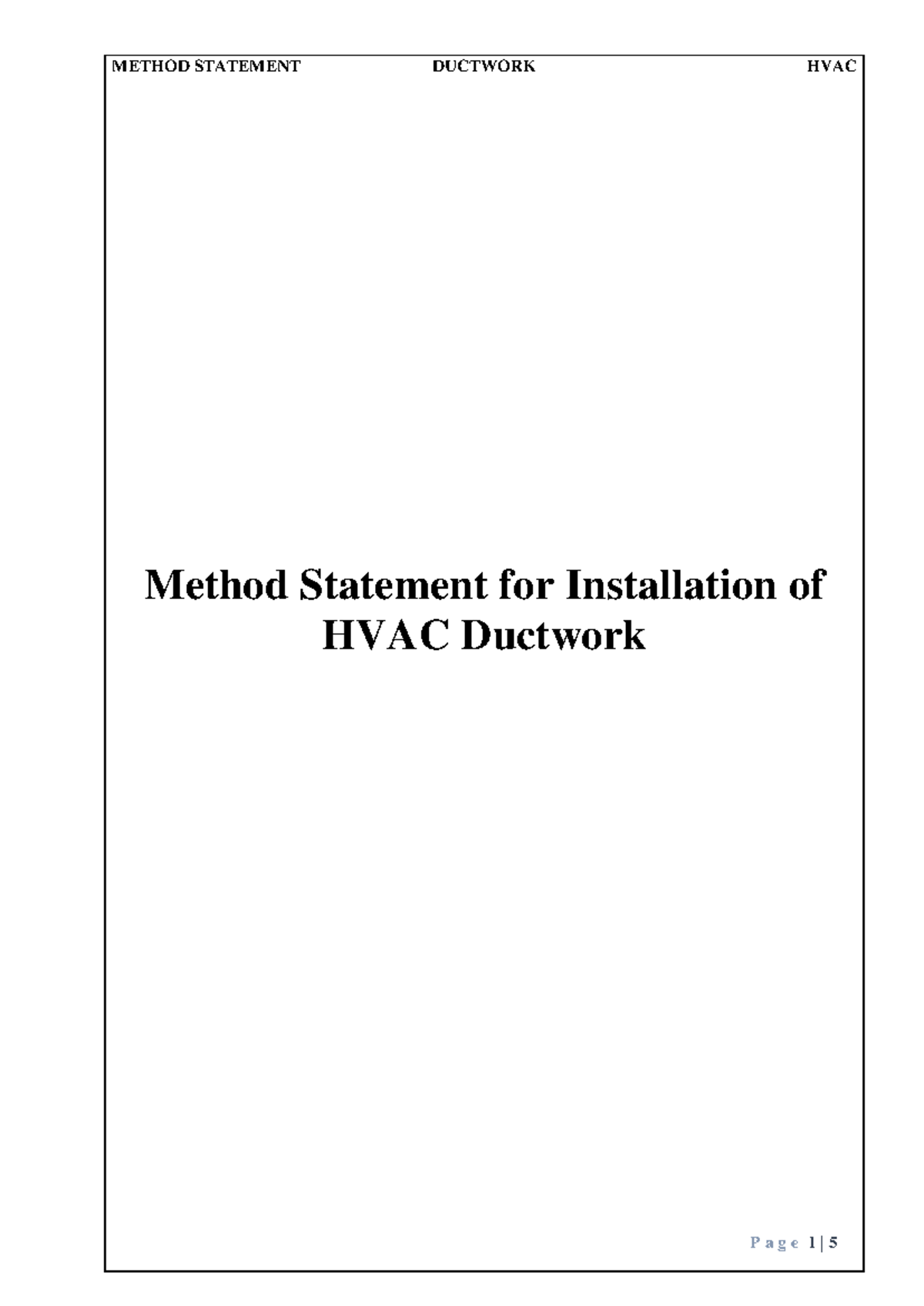Method Statement for HVAC Ductwork Installation - Course Code HVAC 2023 ...