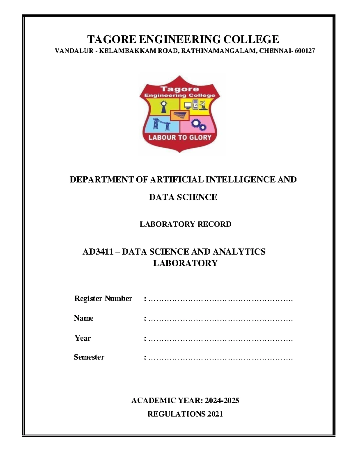 AD3411 - Data Science and Analytics Lab Manual: Experiments and Outputs ...