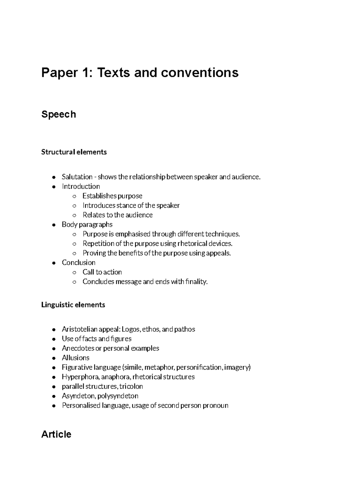IB Eng Paper 1 Revision: Analyzing Texts and Conventions in Speech ...