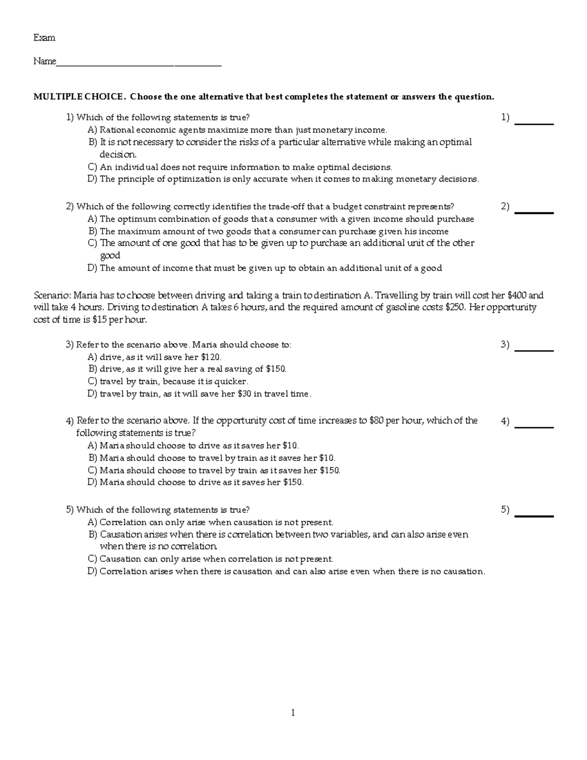 Econ 202 Sample Exam 1: Key Concepts from Modules 1-5 - Studocu