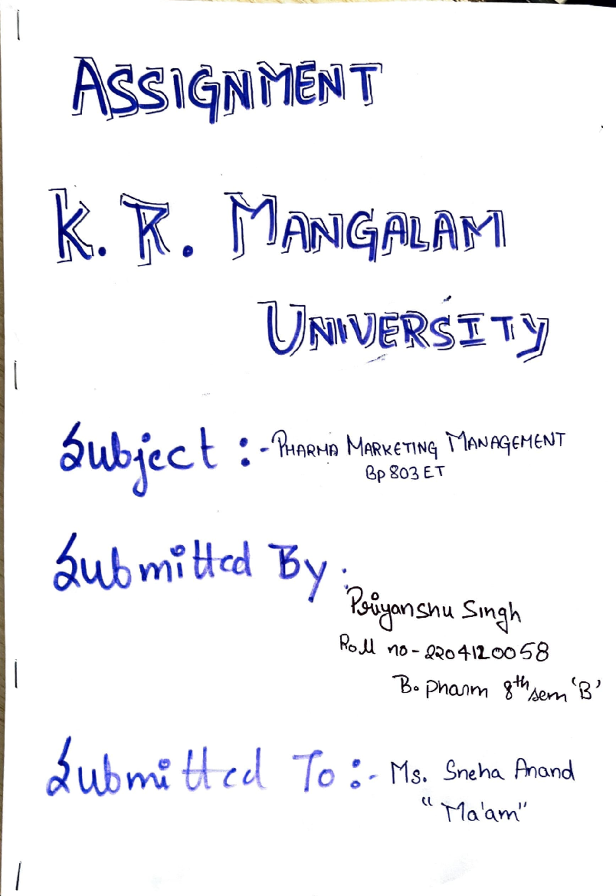Assignment 58: Priyanshu's Study Notes - Studocu