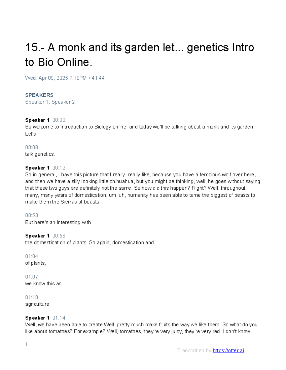 A Monk and His Garden: Exploring Genetics in BIO101 - Studocu