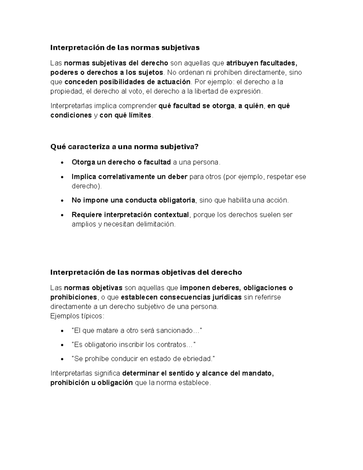 Interpretación de Normas Subjetivas y Objetivas en Derecho - Studocu