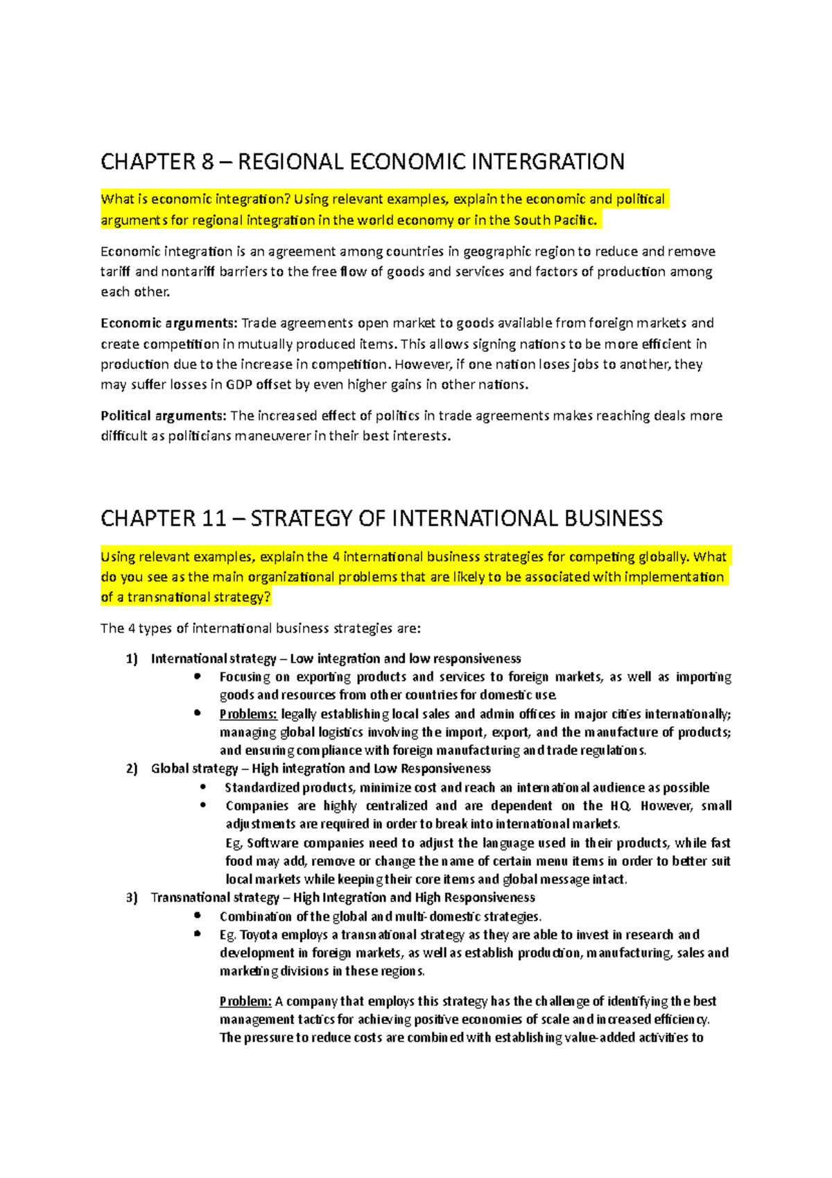 Regional Economic Integration and International Business Strategies ...