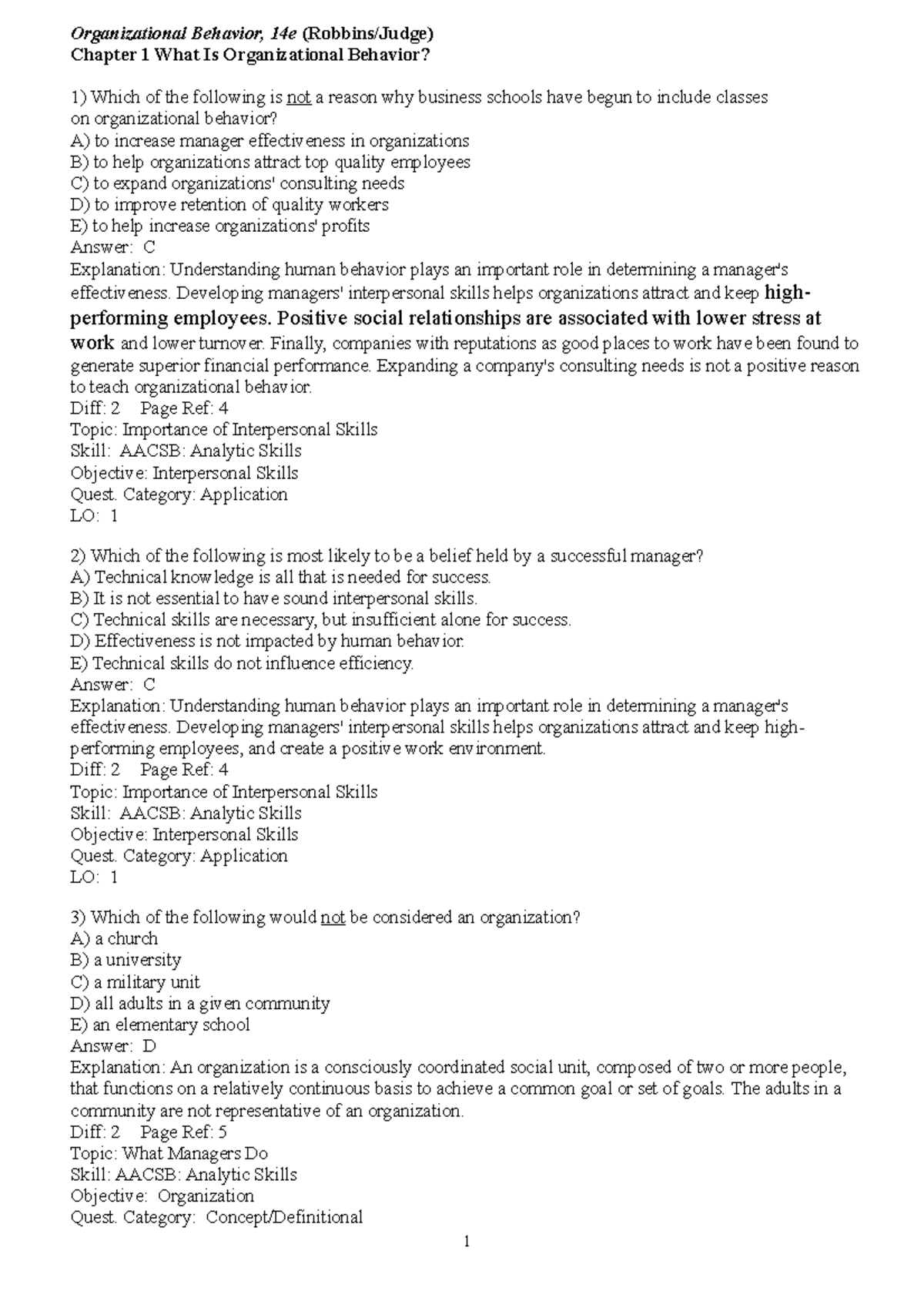 TRẮC-NGHIỆM - Organizational Behavior Basics and Key Concepts - Studocu