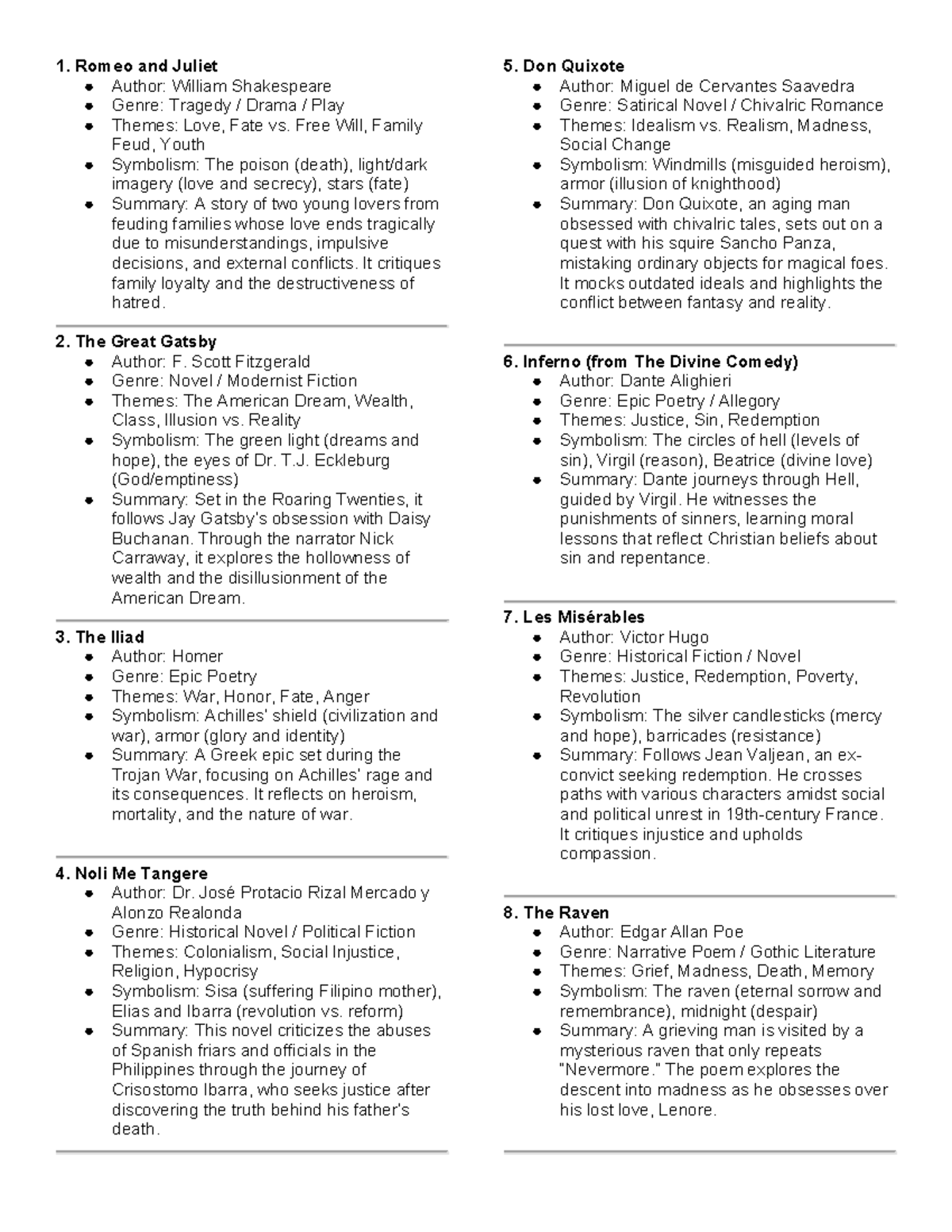 World Literature Study Guide: Key Themes and Summaries - Studocu