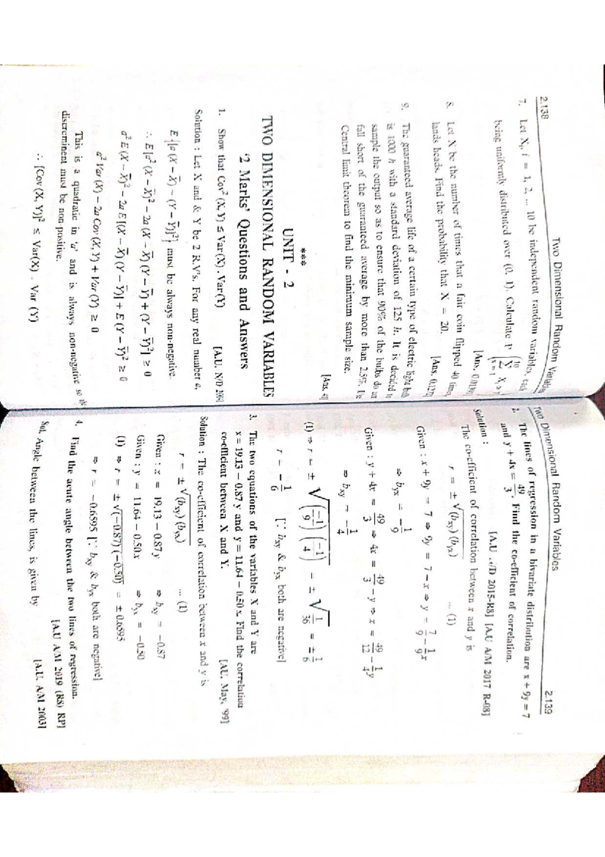Two Dimensional Random Variables: Correlation & Regression Analysis ...