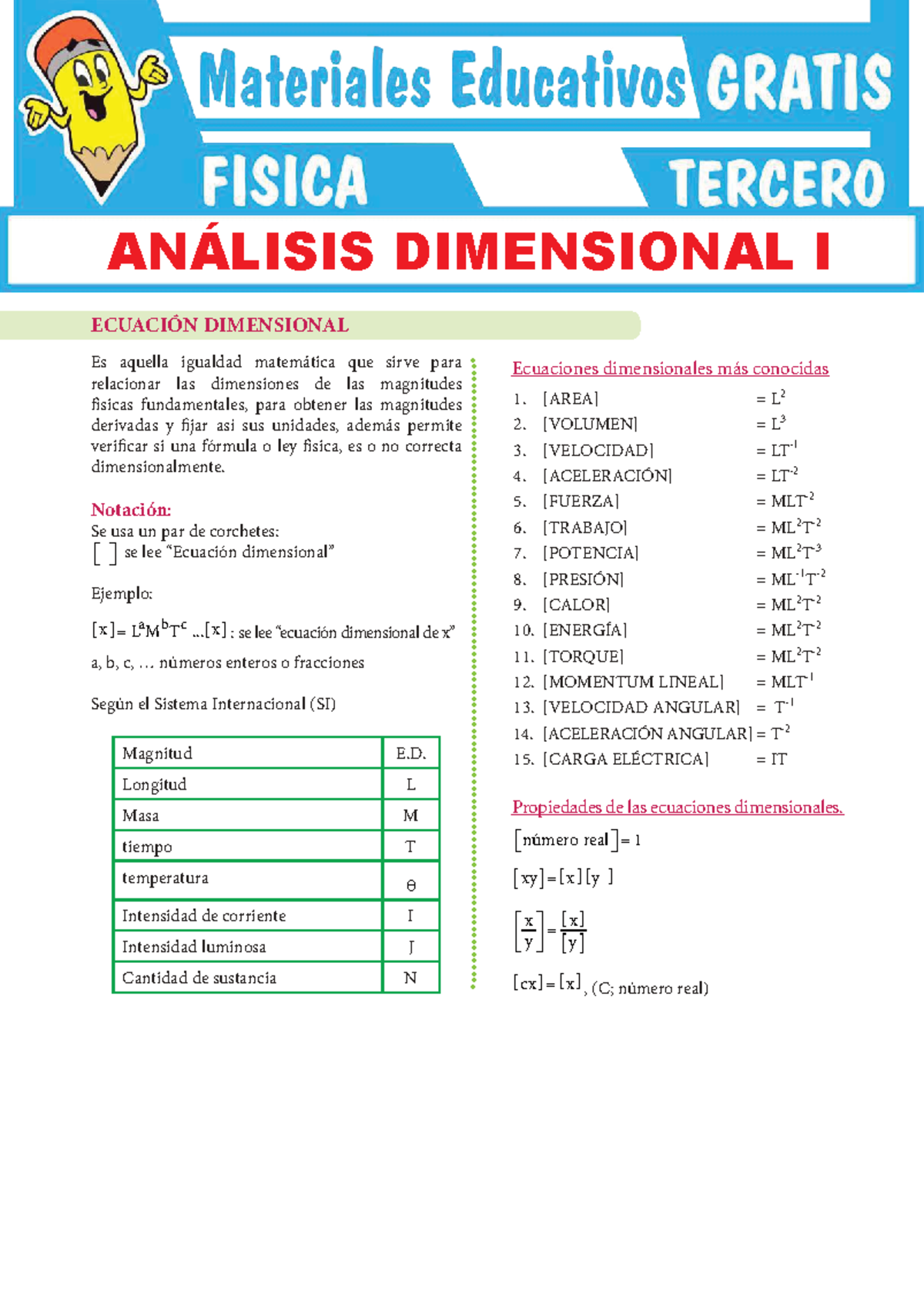 ANÁLISIS DIMENSIONAL I: ECUACIONES DIMENSIONALES Y EJEMPLOS UNMSM - Studocu