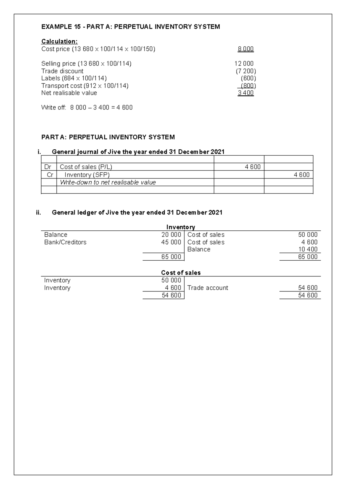 Example 15 Solution: Perpetual Inventory System Analysis - Studocu