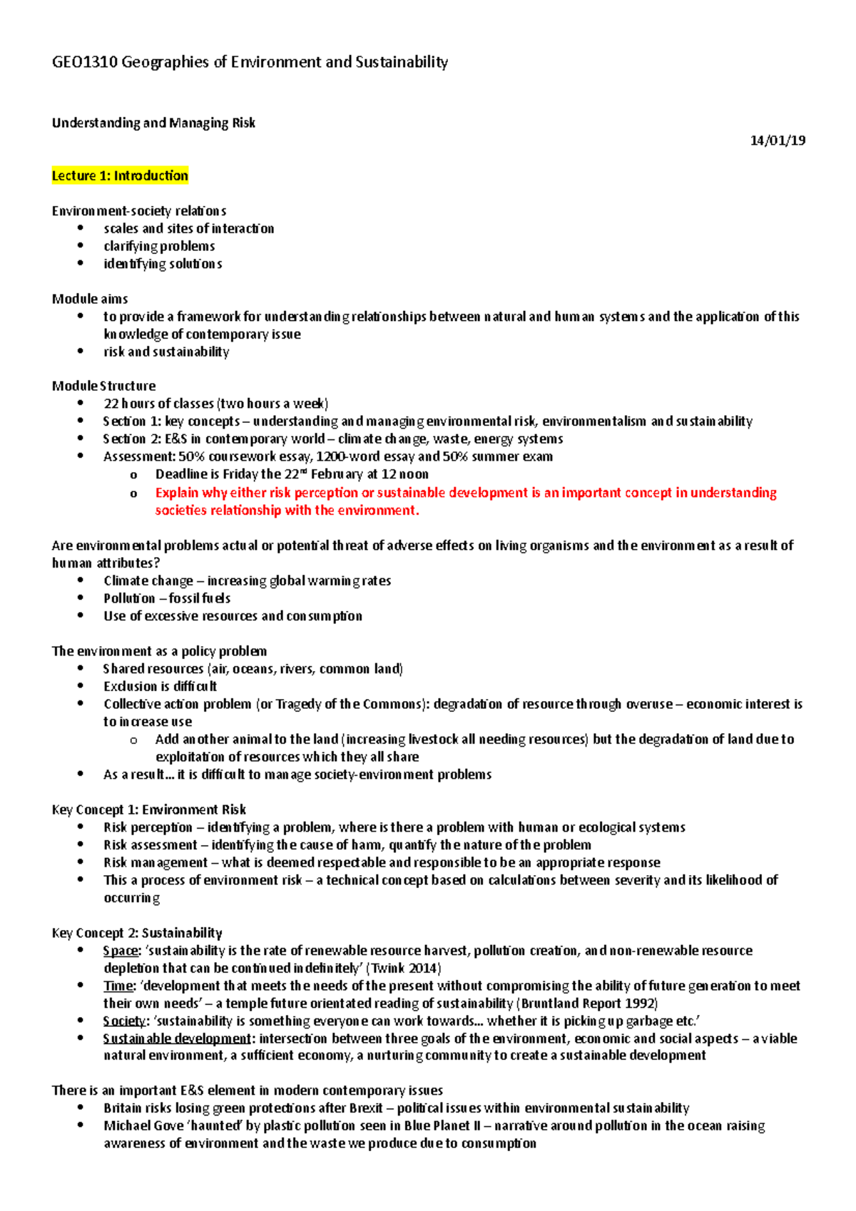 1. Understand and Managing Risk Lecture Notes - Understanding and ...