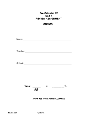 Pre-Calculus - Grade: 12 - High School - Canada - Studocu