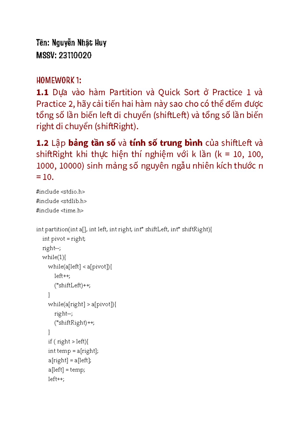 Assignment 7 - Quick Sort Enhancements and Analysis - Studocu
