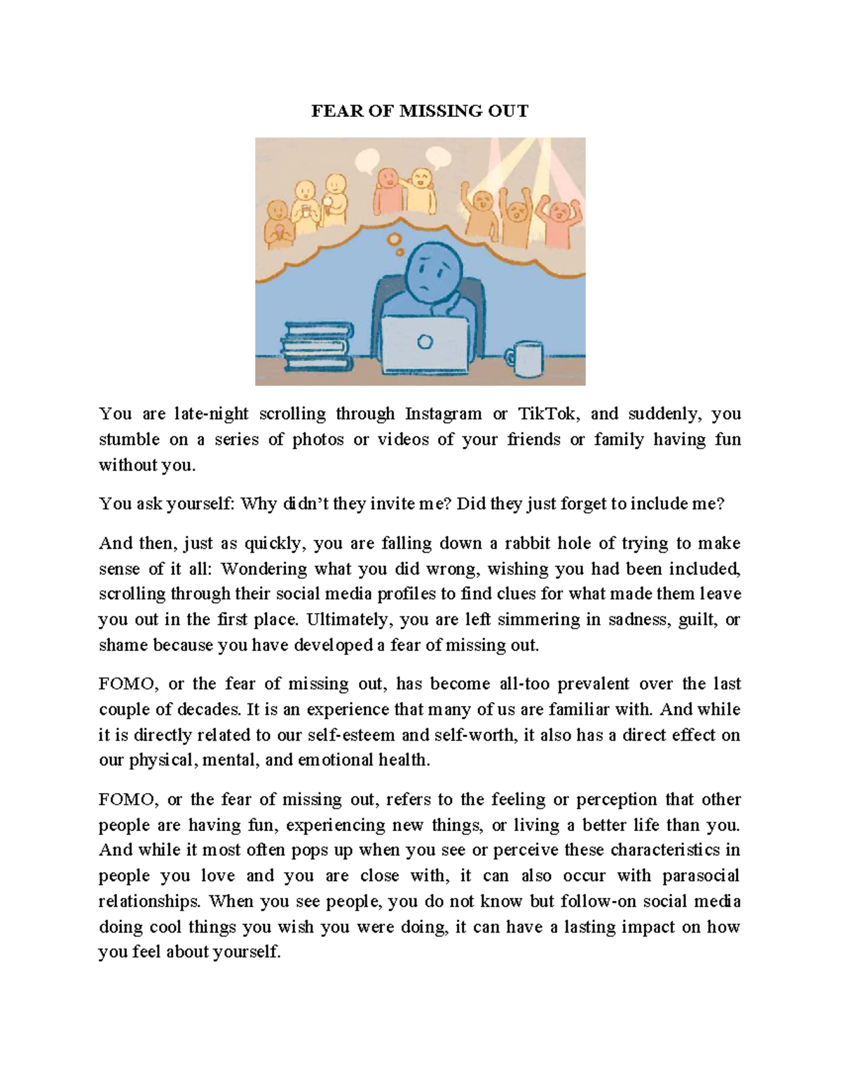 FEAR OF MISSING OUT: Insights and Impacts on Well-being - Studocu