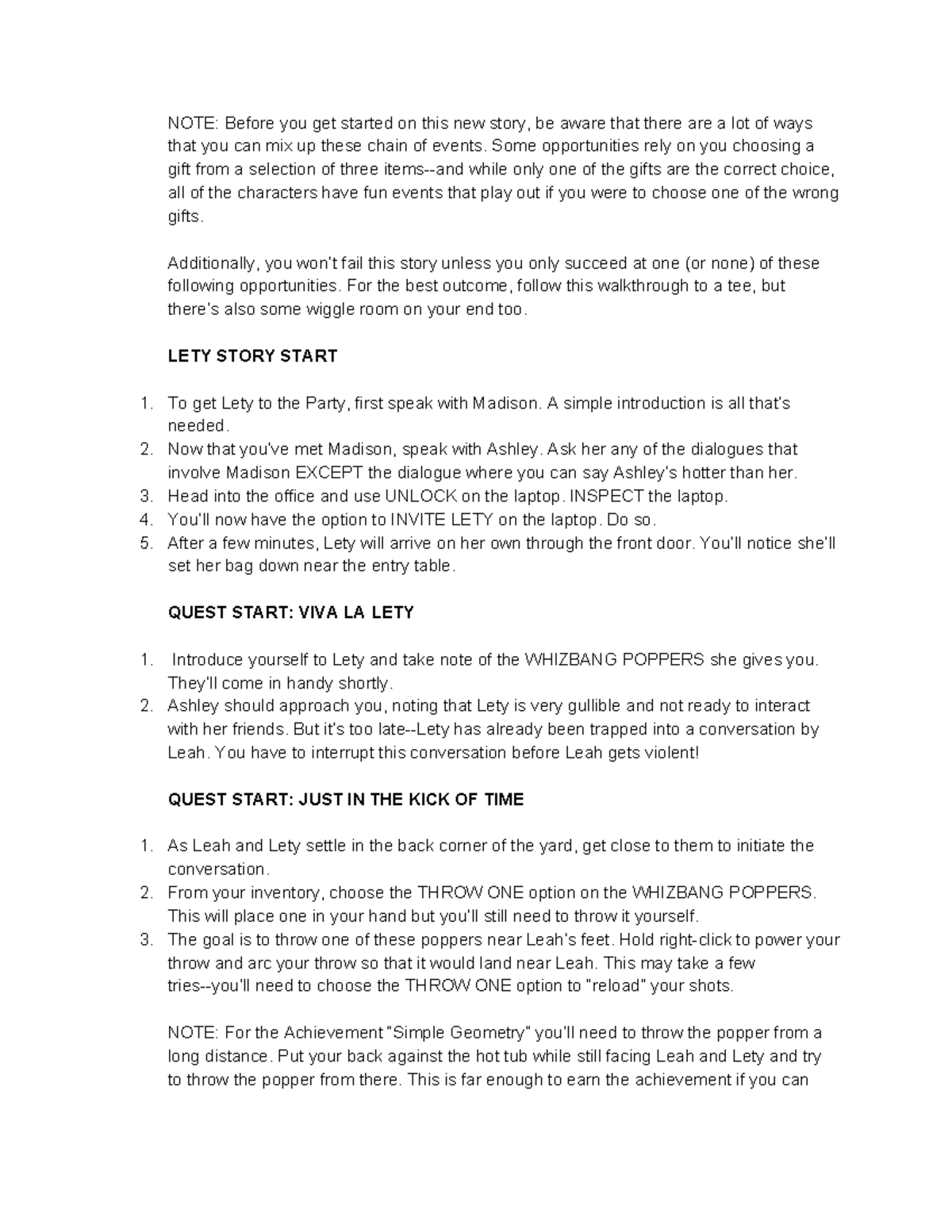 Lety Walkthrough: A Guide to the House Party Adventure - Studocu