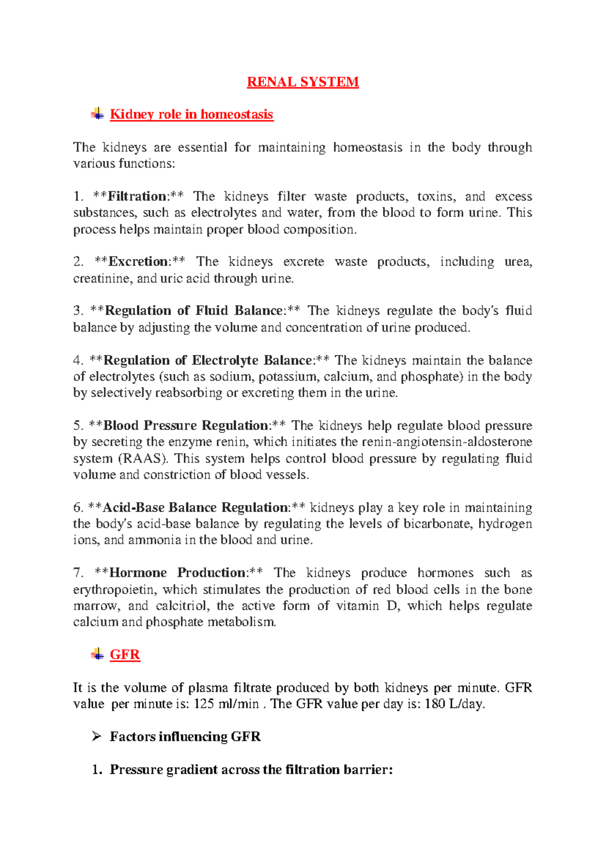 Renal Physiology Overview and Key Concepts - BIOL 305 Lecture Notes ...