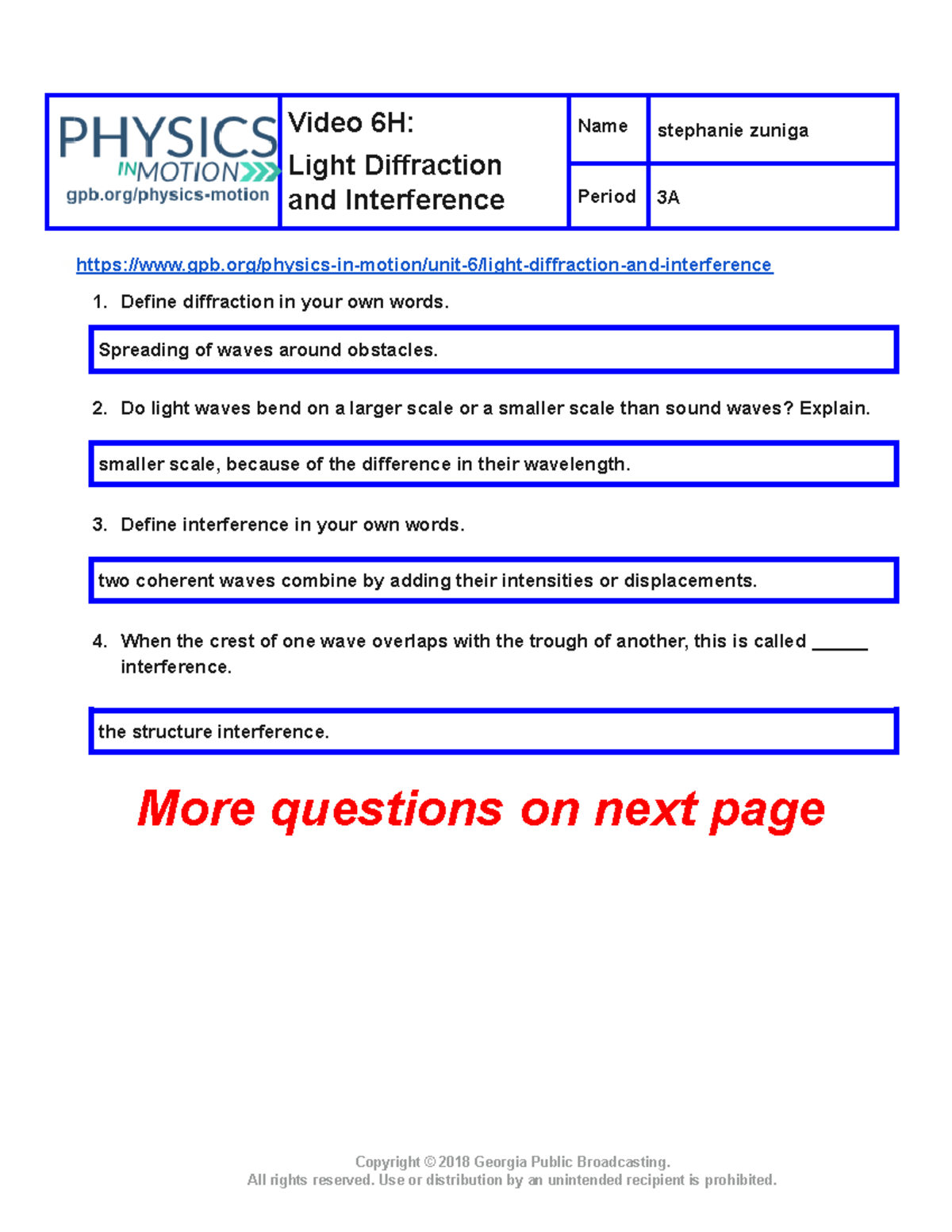 Physics Questions On Light Waves