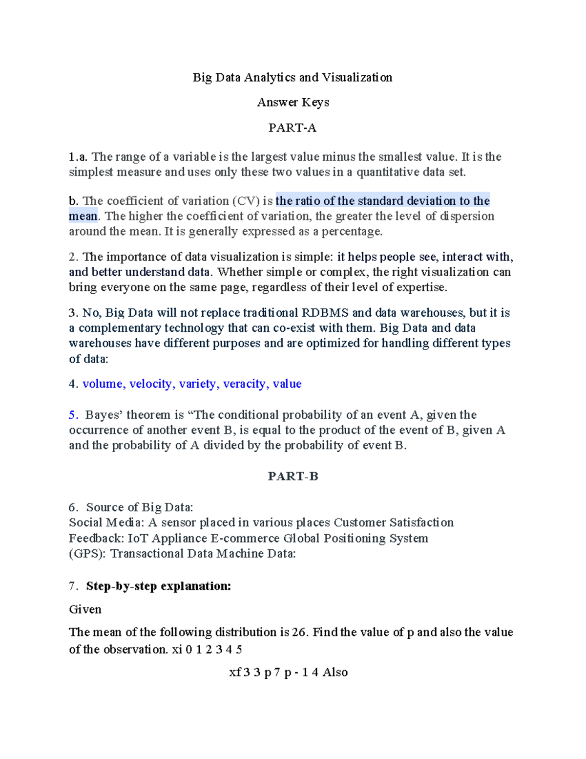 Answer Keys-BDAV - notes - Big Data Analytics and Visualization Answer ...